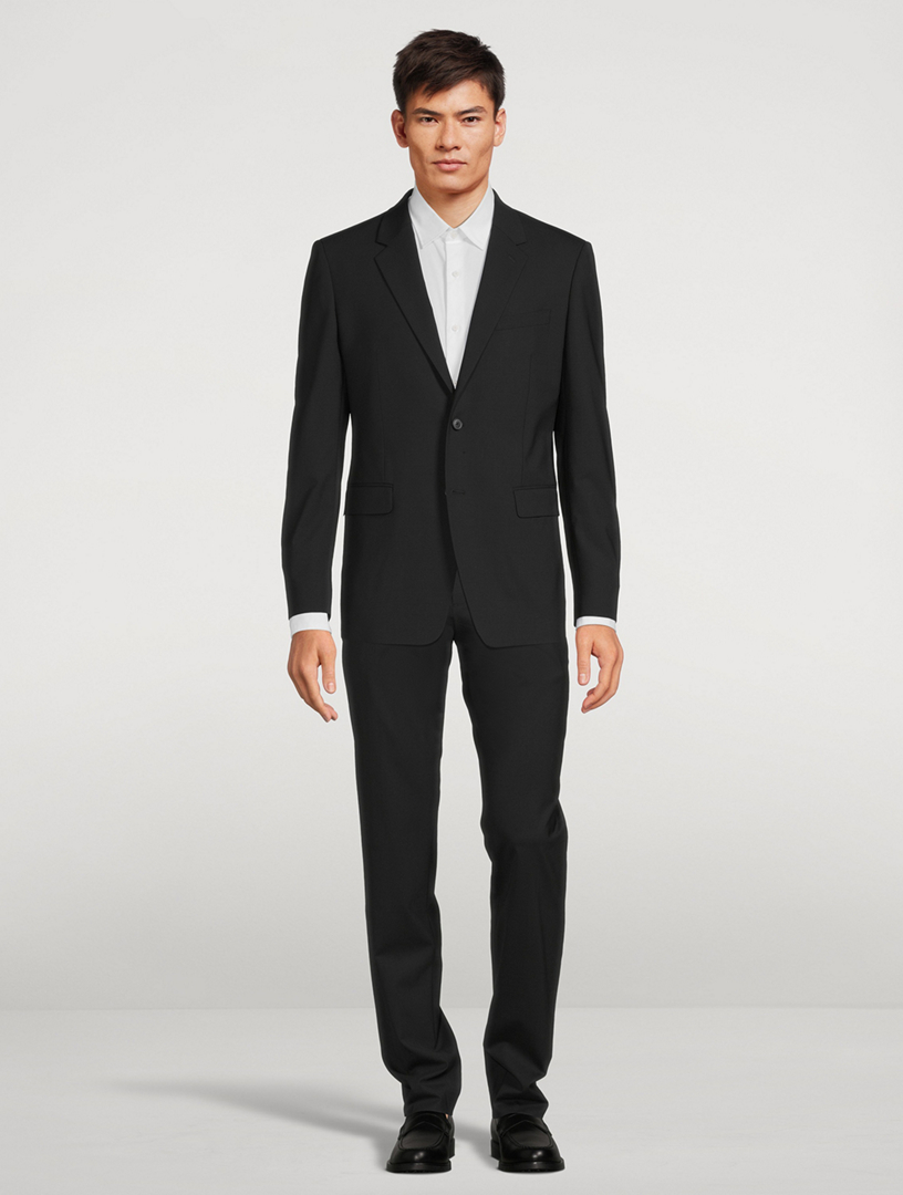 Black Stretch Wool Chambers Tuxedo Blazer | Theory