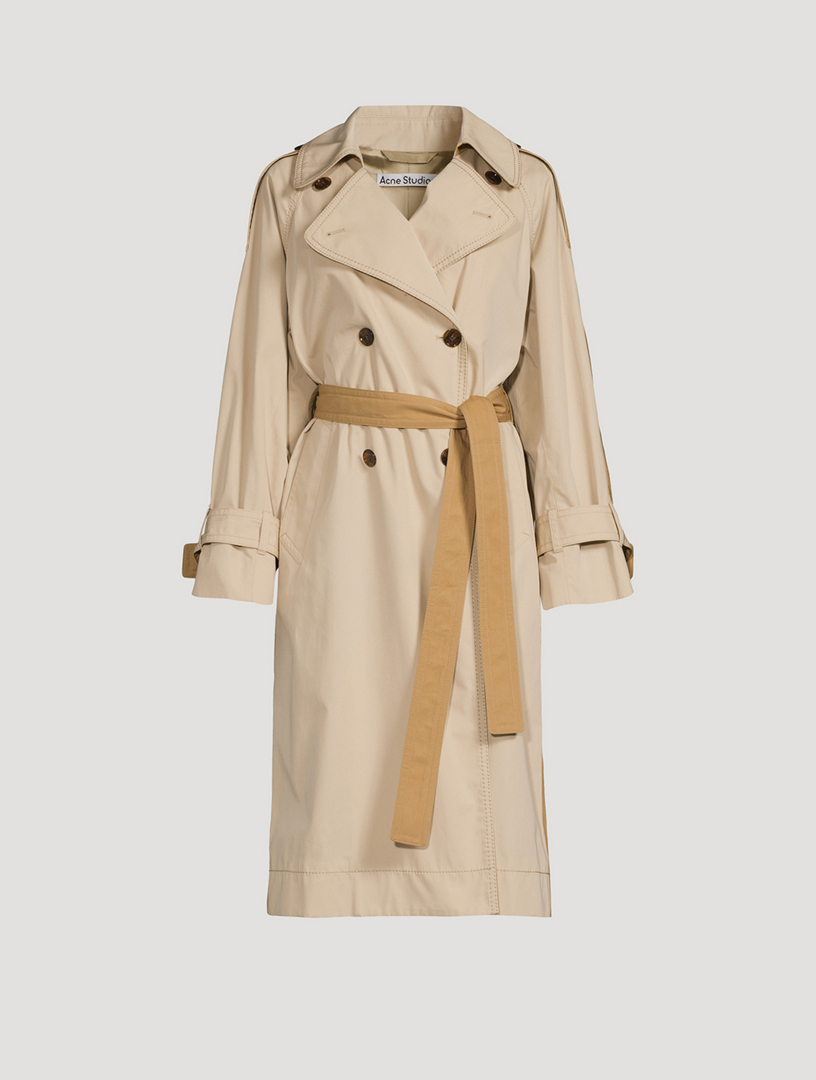 Two-Tone Belted Trench Coat