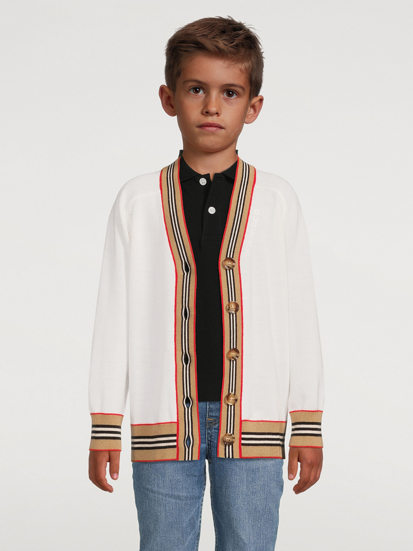 Icon Stripe Trim Wool Cardigan
