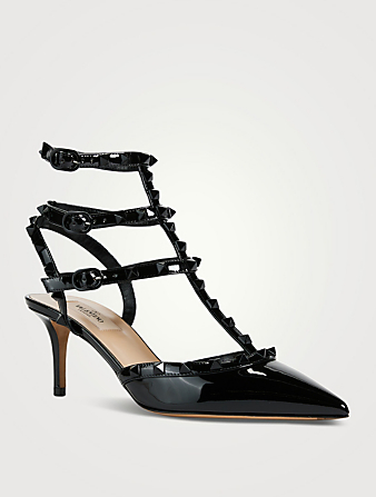 VALENTINO GARAVANI Rockstud Leather Ankle-Strap Pumps  Black