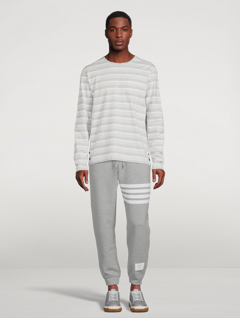 Cotton Ottoman Rib Four-Bar Sweatpants