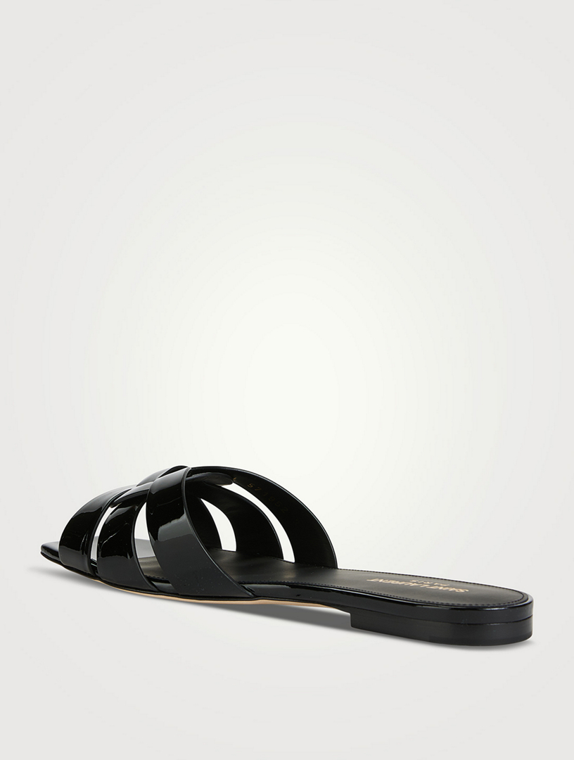 SAINT LAURENT Tribute Patent Leather Slide Sandals Holt Renfrew