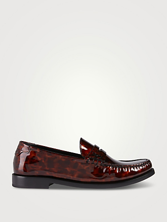 Le Loafer Patent Leather Penny Loafers In Tortoise Print