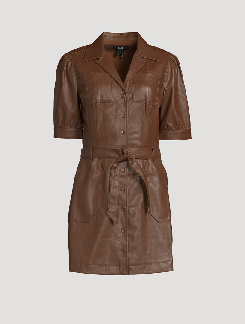 chinese dress ladies Paige Denim Fiorella Faux Leather Midi Dress in French Press – Suite 201 main image 0