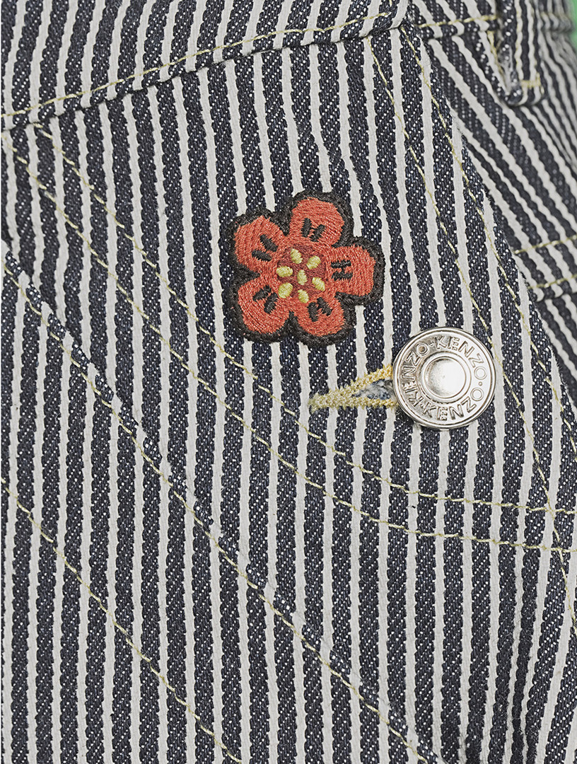 Denim Mini Skirt Stripe Print
