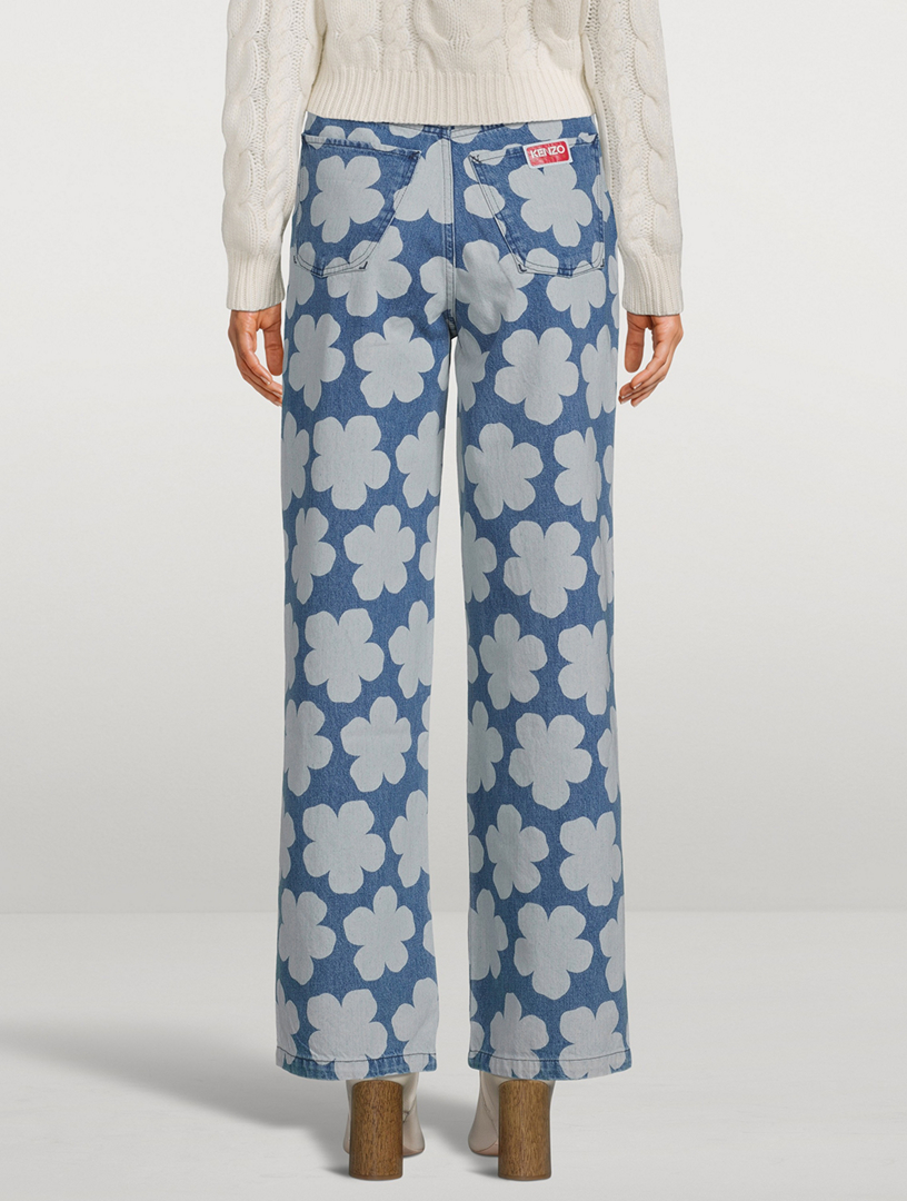 KENZO Ayame Wide-Leg Jeans In Floral Print | Holt Renfrew