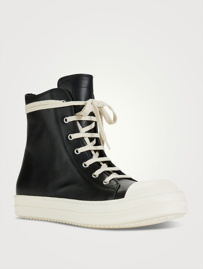 Rick owens leather deals high top sneakers