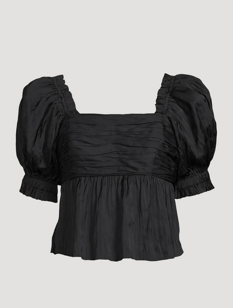 FRAME Puff-Sleeve Charmeuse Top | Holt Renfrew