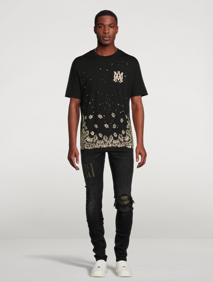 Tシャツ・カットソー AMIRI FW25 Amiri Bleach Bandana Shirt (AMSTCA1159 BLACK) AMIRI Bleached Bandana Patch T-Shirt | Nordstrom