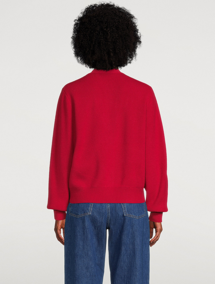 Checkerboard Face Wool Cardigan