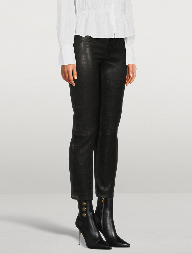 Frame black leather store pants