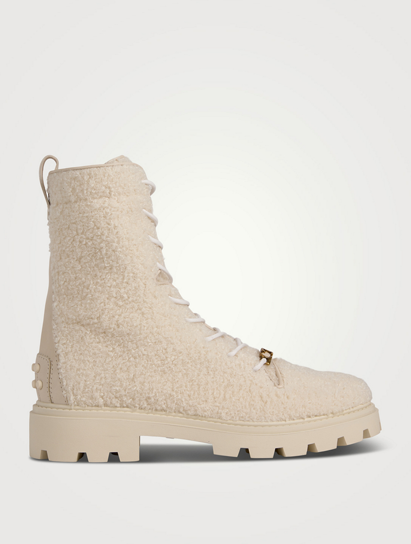 TOD'S Bouclé Combat Boots Holt Renfrew