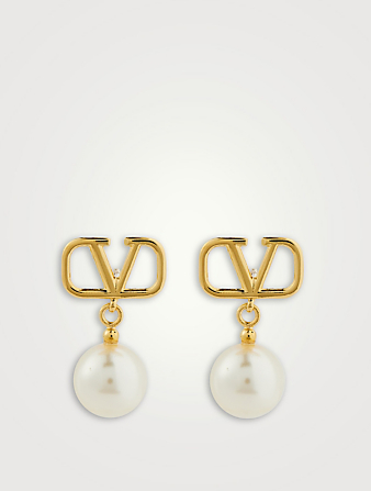 VLOGO Crystal Pearl Drop Earrings