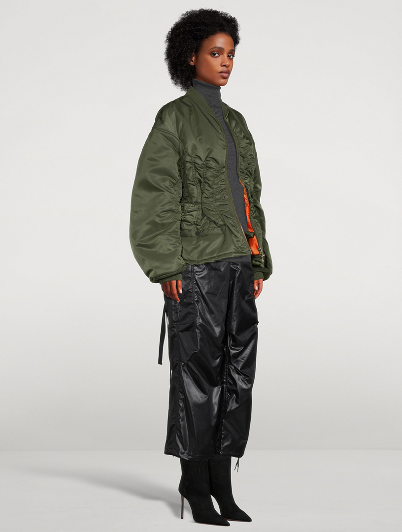 Junya Watanabe Khaki Twill Salt Shrinkage Finished Bomber Jacket