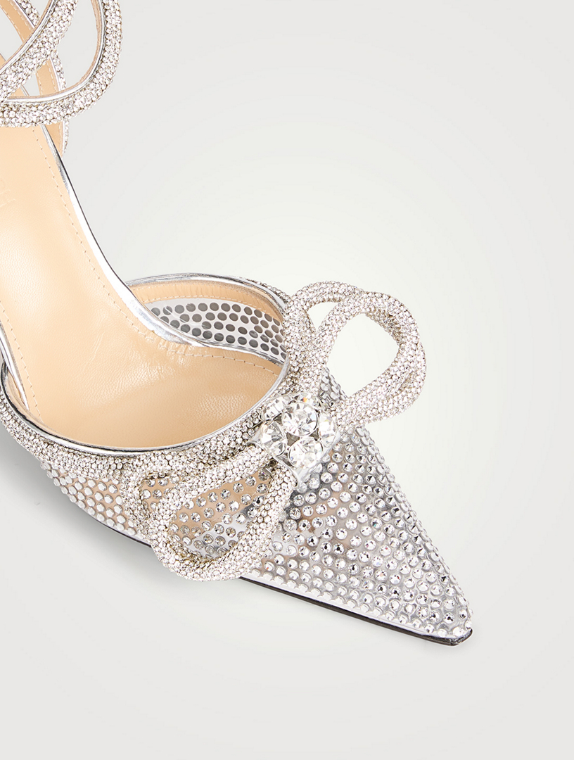 Double Bow Crystal-Embellished PVC Pumps