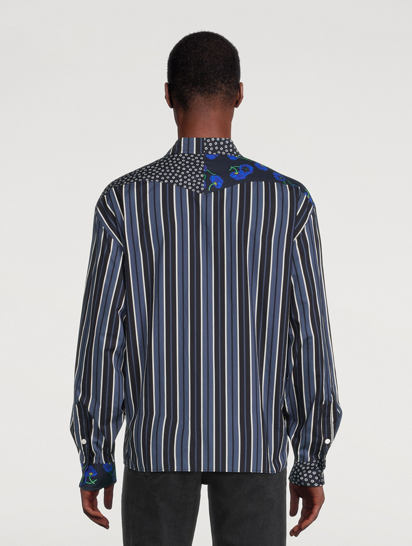 Colourblock Shirt With Floral Motif