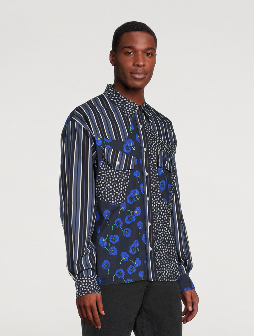 Colourblock Shirt With Floral Motif