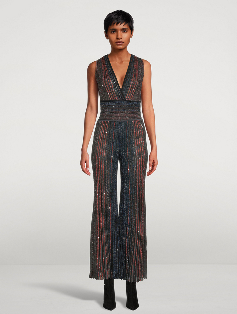 V-Neck Beaded Jumpsuit
