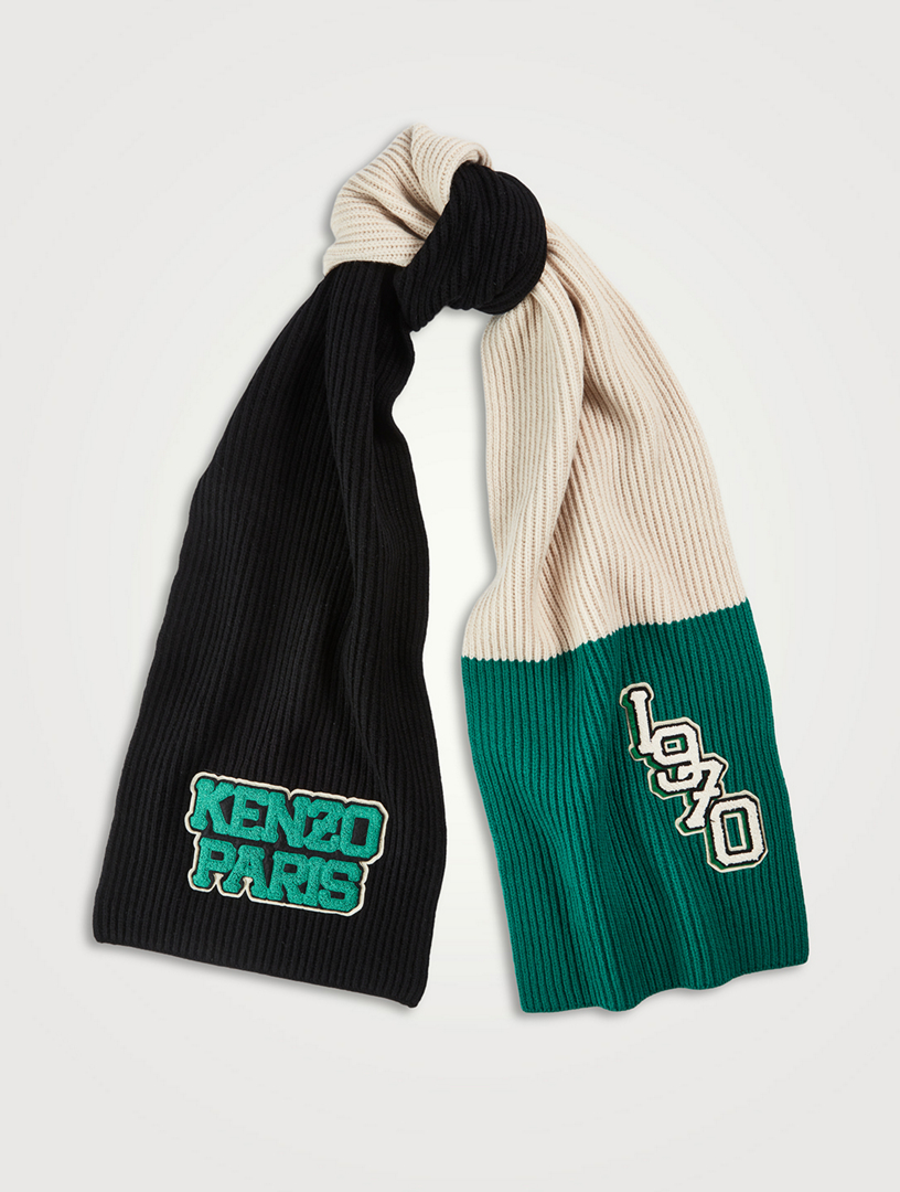College Patch Wool Scarf
