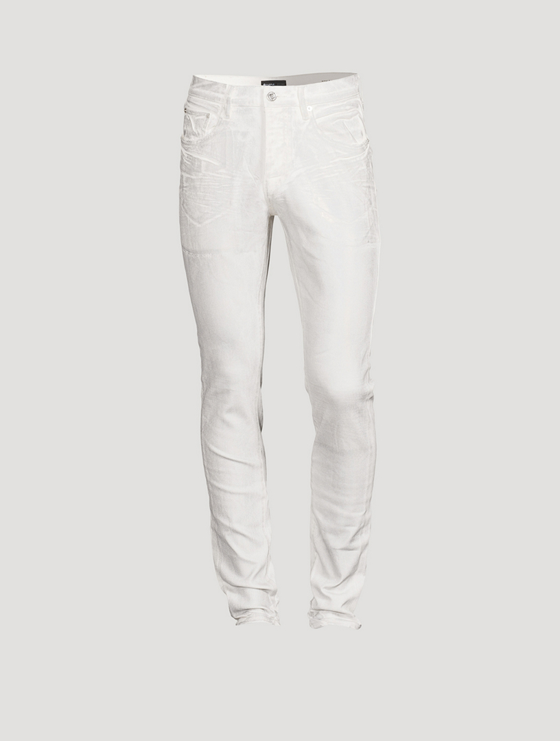 Purple Brand Iridescent Pearl Jean Worn White - Puffer Reds