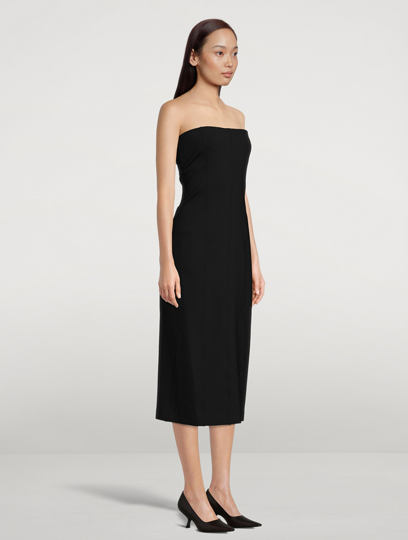 Hilton, Strapless Tailored Dress in Black