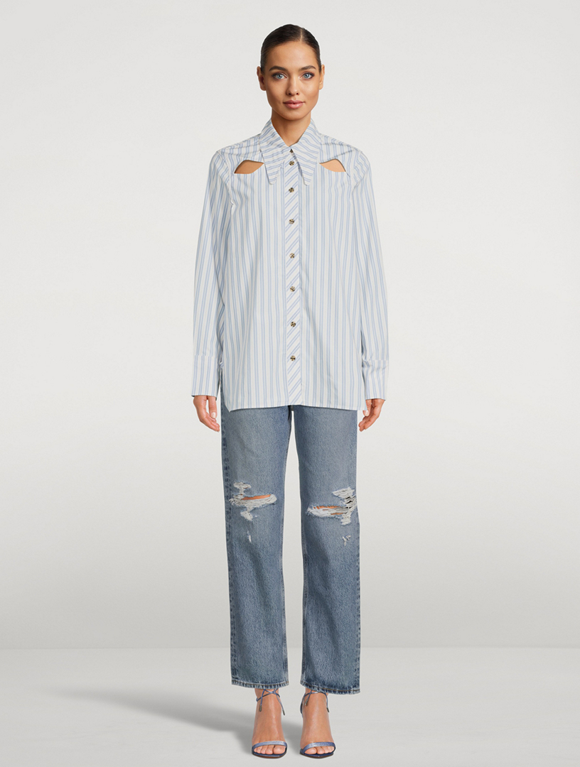 Cut-Out Shirt Stripe Print