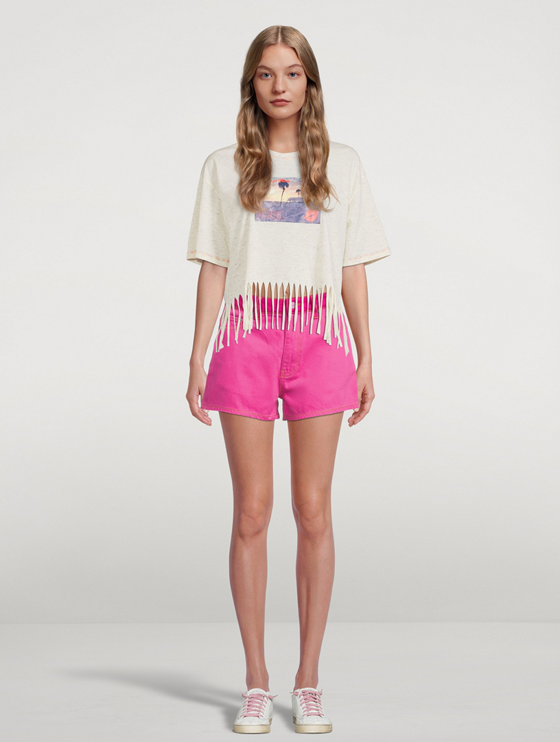 Cutline Colourblock Denim Shorts