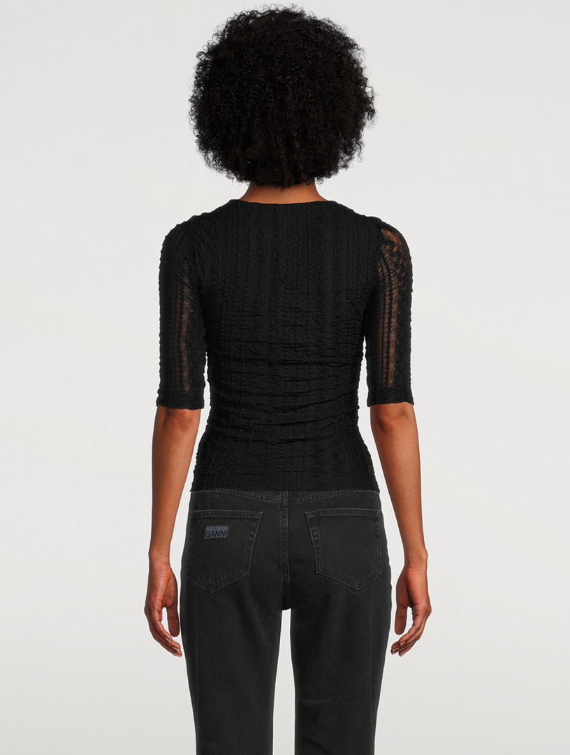 Stretch Lace Ruched Blouse