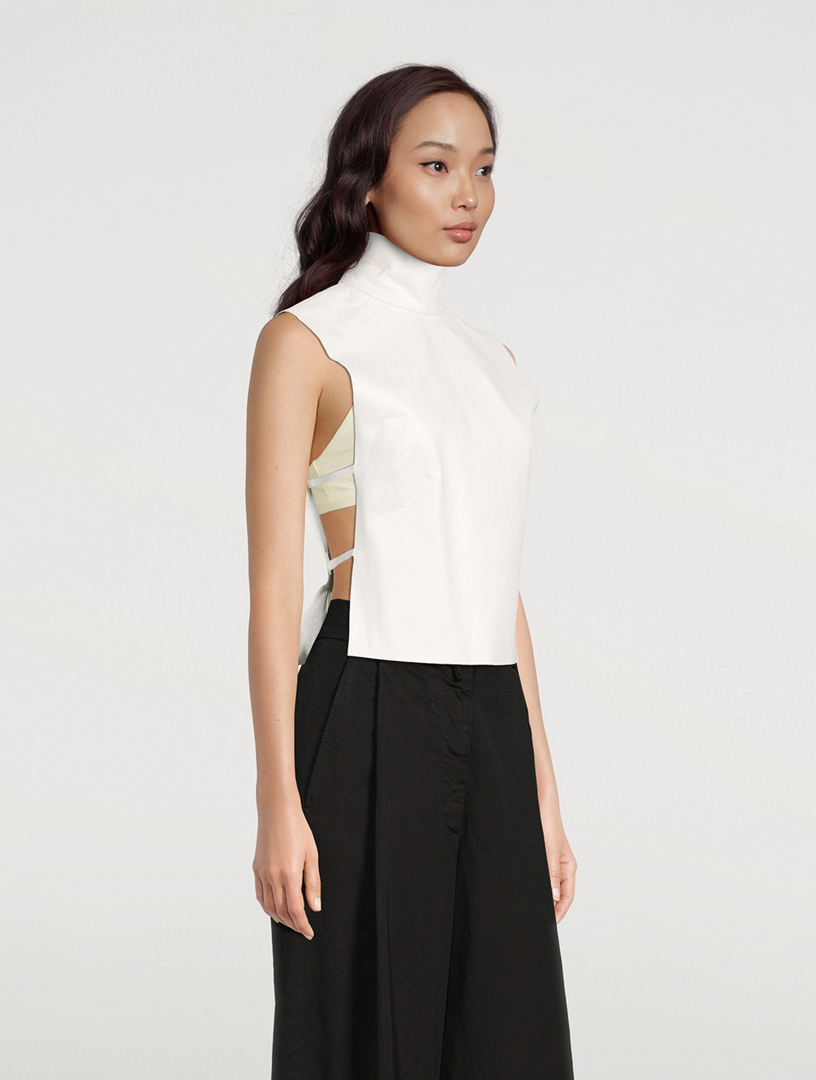 DRIES VAN NOTEN Larma Leather Sleeveless Turtleneck Bib | Holt Renfrew