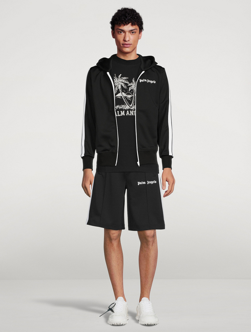 ショートパンツ PALM ANGELS track shorts with contrast bands CLASSIC LOGO TRACK SHORTS BURGUNDY - OFF in BURGUNDY - OFF