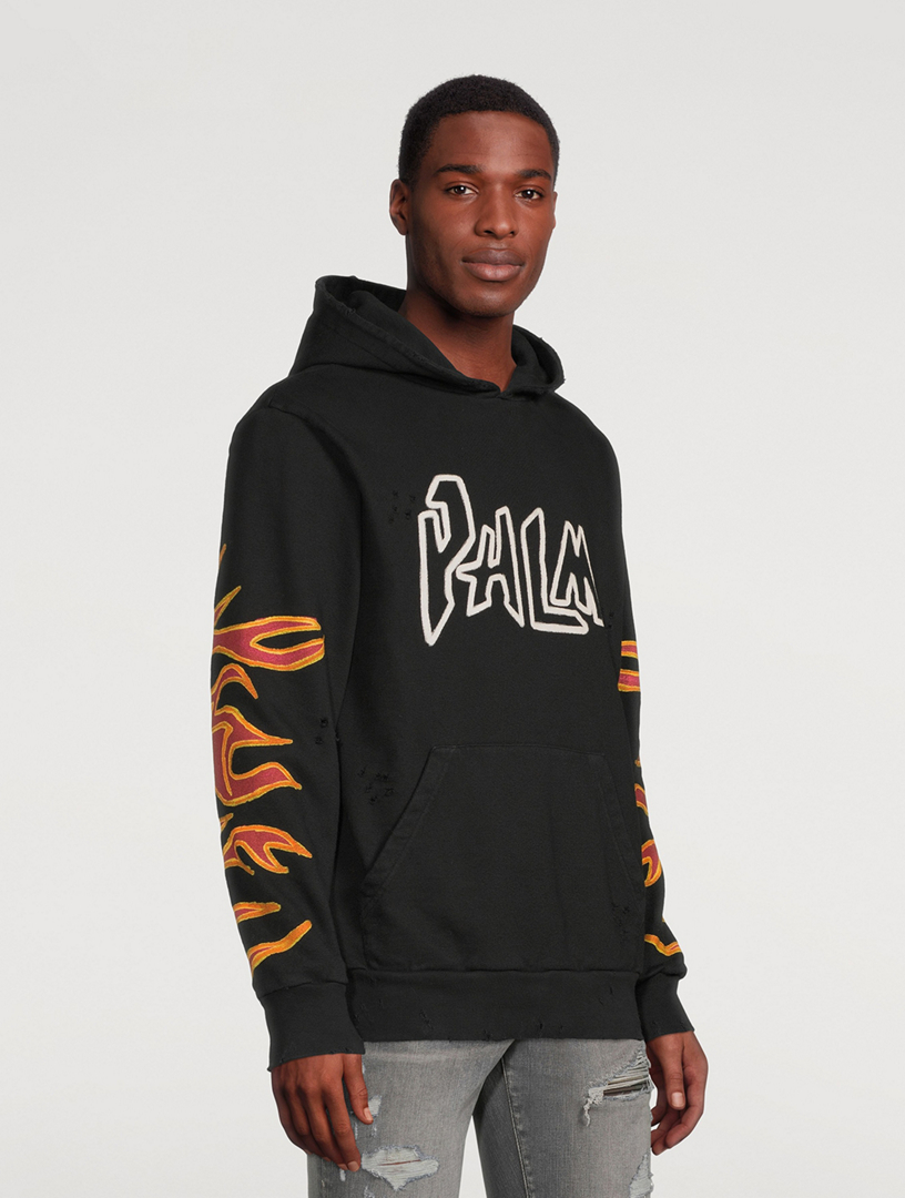 PALM ANGELS Graffiti Flame Cotton Hoodie | Holt Renfrew