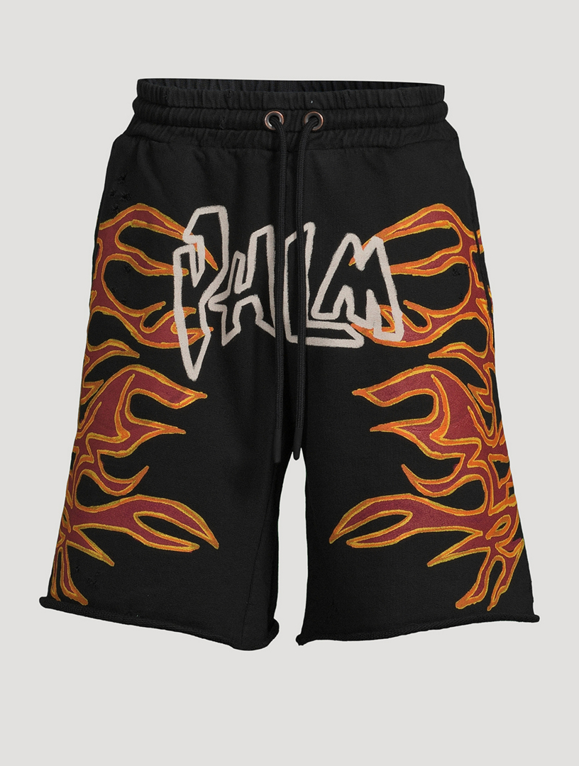 Graffiti Flames Cotton Sweat Shorts