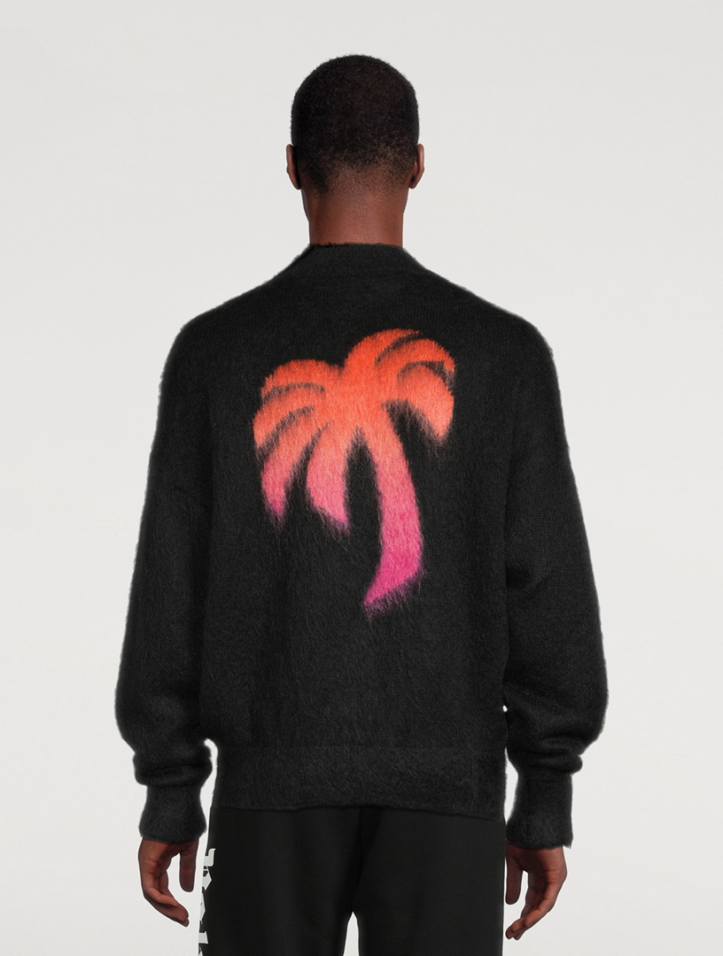 Sprayed Palm Wool-Blend Intarsia Sweater