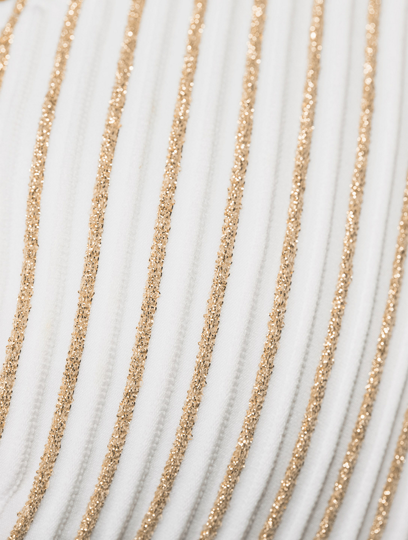 The Eva Bikini Top Metallic Stripe Print