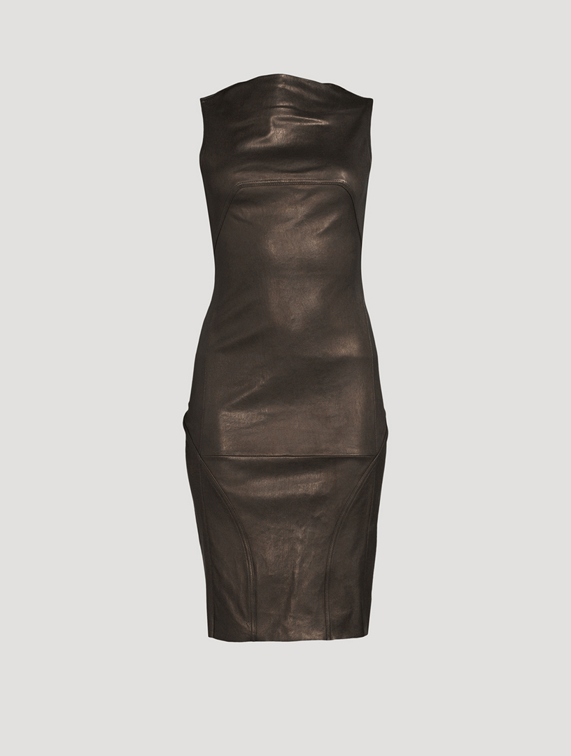 chinese dress ladies Rick Owens // Black Nubuck Leather Shift Dress – VSP Consignment