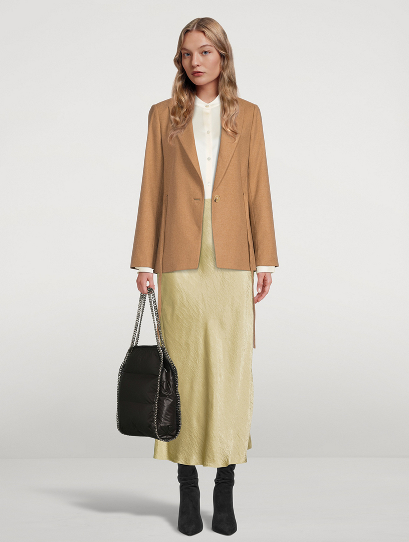 Band Collar Silk Blouse