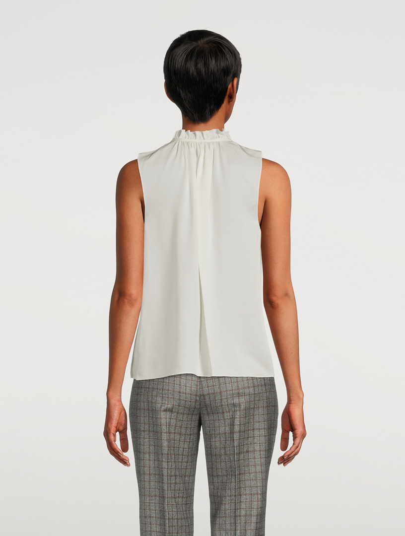 Silk Georgette Tie-Neck Blouse