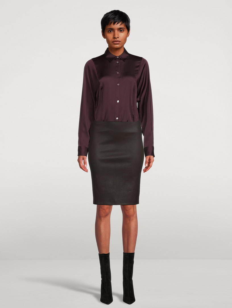 Seam-Cinched Button-Up Shirt