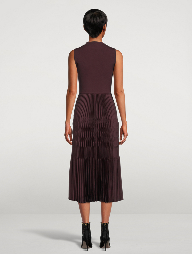 THEORY Satin Pleated Midi Dress | Holt Renfrew