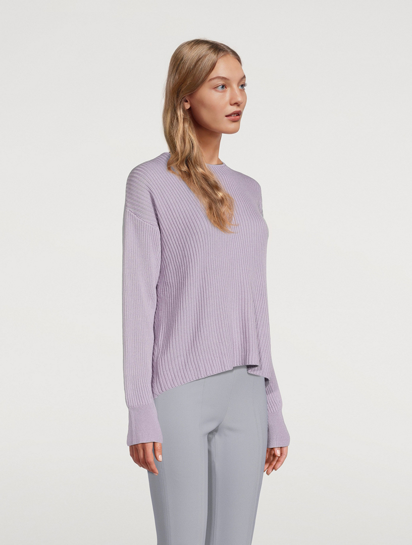 Merino Wool And Silk Twist Back Crewneck Sweater