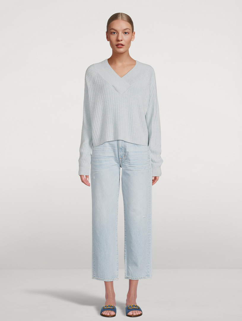 Coastal Cashmere Cropped V-Neck Sweater