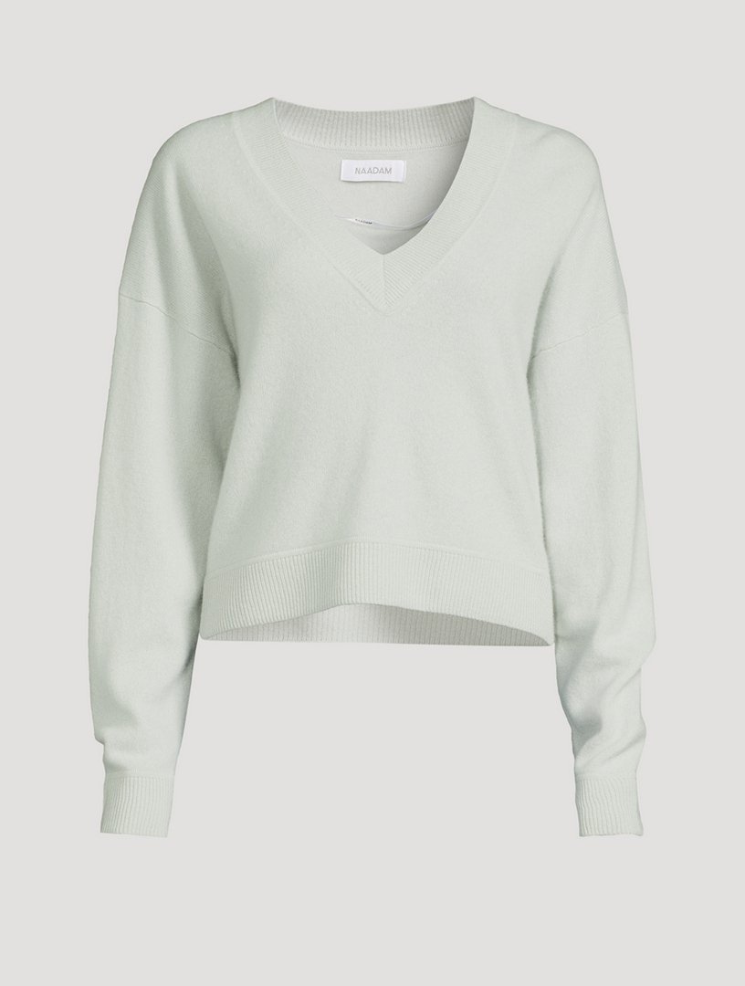 Cashmere Cropped V-Neck Sweater