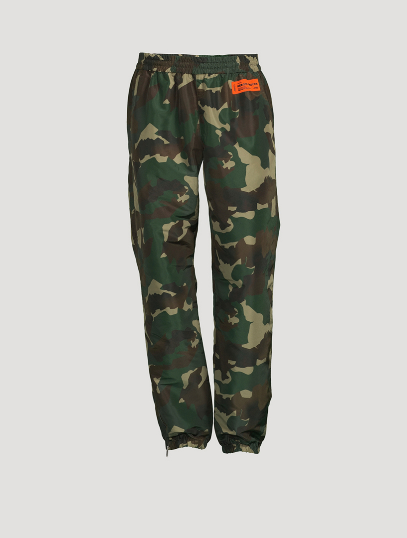 Nylon Track Pants In Camo Print