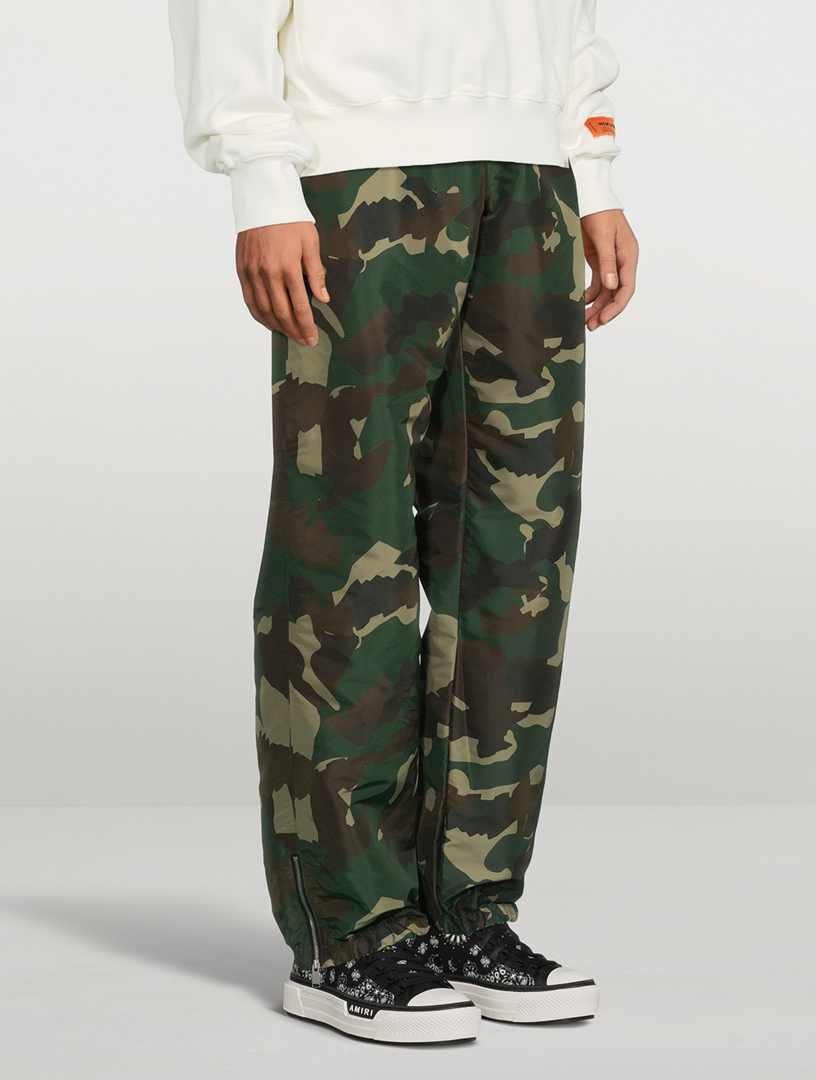 Nylon Track Pants In Camo Print