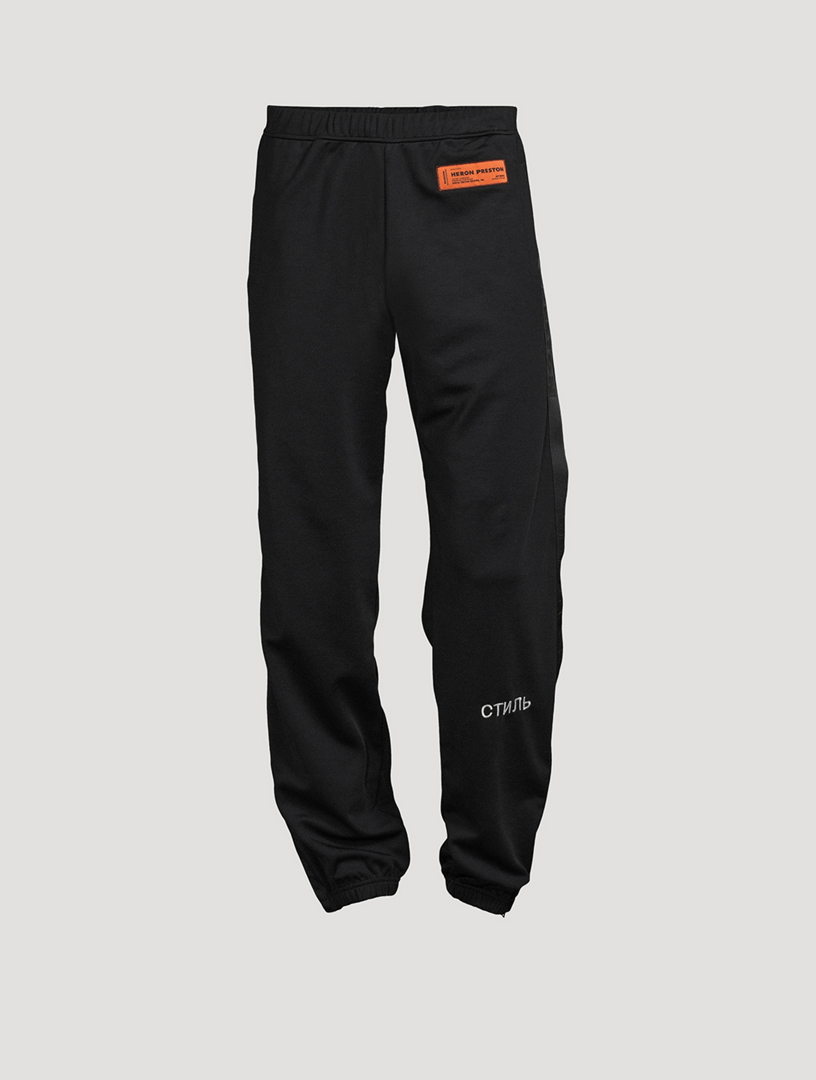 black cotton blend track pants