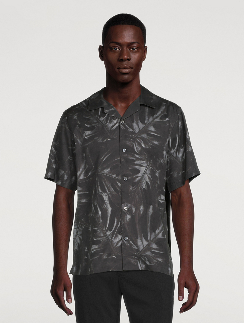 Theory Men's Noll Short Sleeve Button-Down Shirt - Lightweight Lyocell Camp Collar - View #4