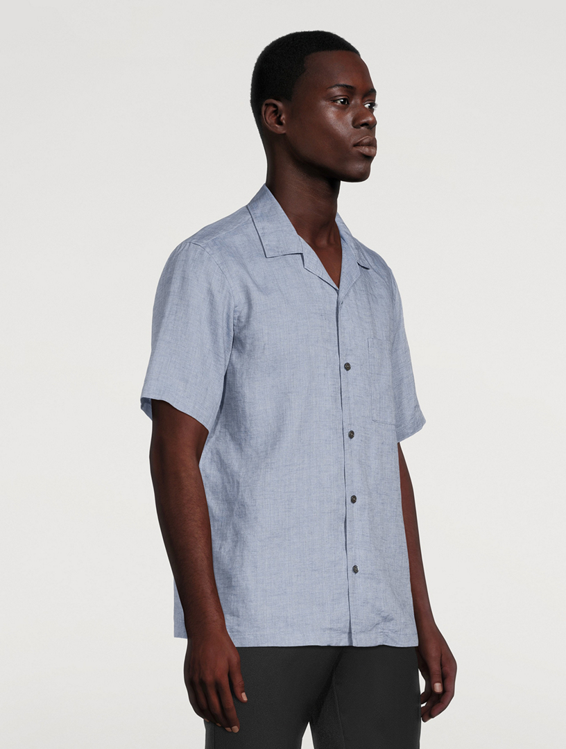 THEORY Noll Linen Short Sleeve Shirt Holt Renfrew