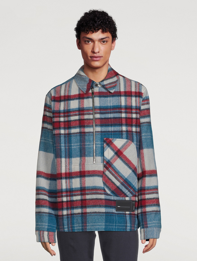 WE11DONE Wool Anorak Shirt In Check Print | Holt Renfrew