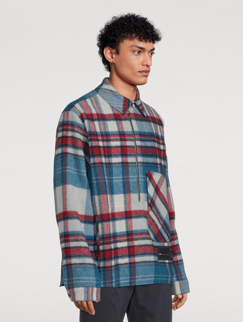 Wool Anorak Shirt In Check Print