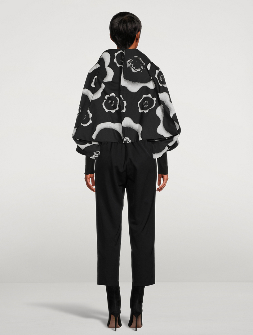 Cropped Wool Jacket Floral Print